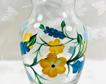 Vase, hand painted, spring flowers, gift idea