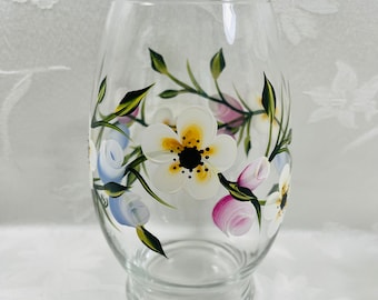 Vase, floral design,hand painted, gift idea