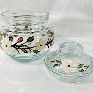 Sugar bowl,ivory flowers ,hand painted, gift idea
