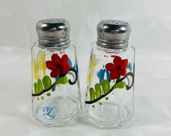 Salt and pepper, shakers, hand painted, fiesta design, gift idea