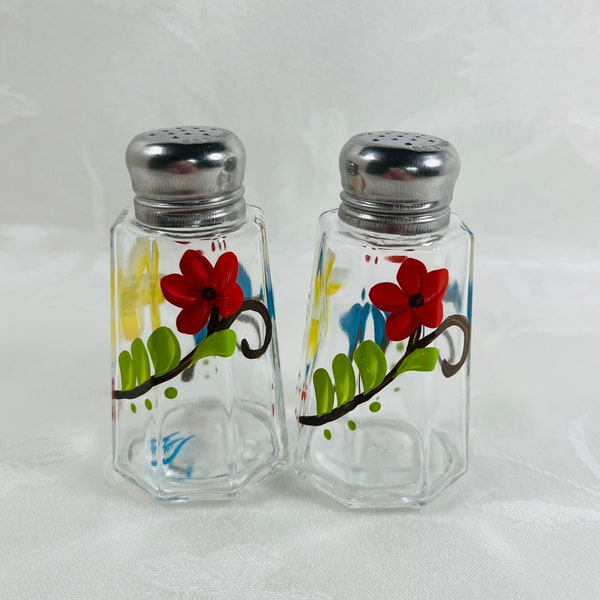 Salt and pepper, shakers, hand painted, fiesta design, gift idea