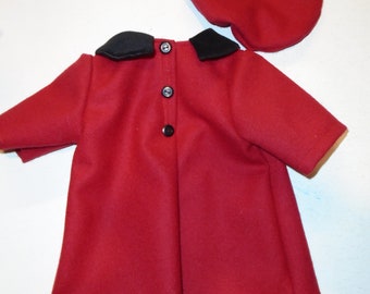 Red Wool coat and matching beret for 18" doll