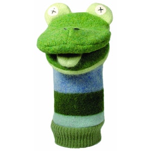 Frog Hand Puppet, Safe For All Ages (Newborn+), Movable Mouth, Eco Friendly, Handmade in Canada, Best Baby, Newborn & Birthday Gifts