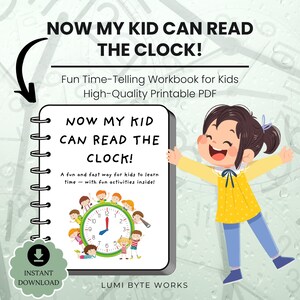 Time-telling Workbook for Kids: Analog & Digital Clocks (printable PDF ...