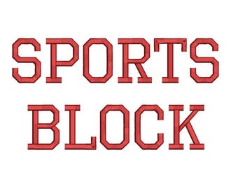 Sports Block Embroidery Machine Alphabet Font Set Instant Download Includes BX Files