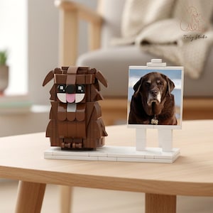 Custom Dog Brick Figurine with Photo Display Board – Personalized Dog & Cat Gift