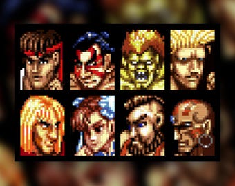 Street Fighter 2 Fighter Select Sticker | Pixel Art Retro Gaming | Classic Arcade Sticker
