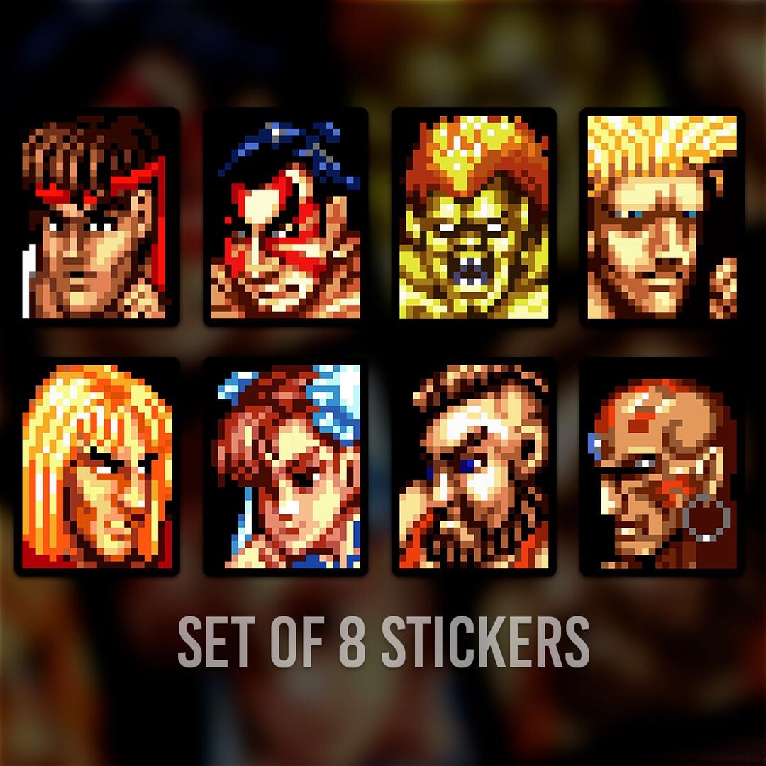 Street Fighter II Pixel Art Sticker Set of 8 - Individual Arcade ...