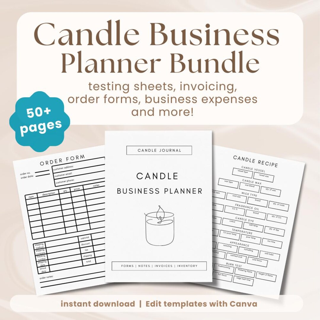 Candle Business Planner Bundle, Candle Making Worksheets & Templates - Etsy