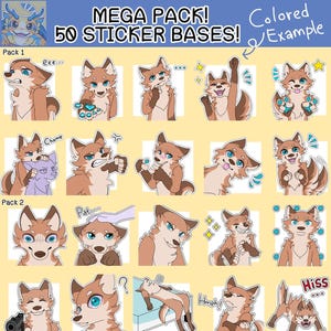 MEGAPAKKET! Basissticker hond / emotes sticker basispakket wolf vos hond | Digitale stickers voor Telegram en Discord