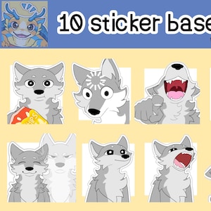 Furry Canine Sticker Base Meme Pack 2 | Wolf & Fox Meme Emotes | Editable Digital Stickers for Telegram, Discord, Art Commissions