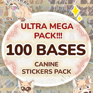 ULTRA MEGA-PACK! 100 Bases in one! Digital Furry Canine Wolf Dog Sticker/ Emote Base Telegram Discord Stickers