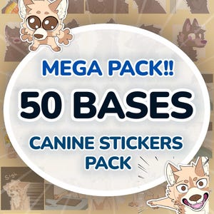 MEGA-PACKUNG! 50 Basen! Digitaler pelziger Canine Wolf Meme Aufkleber / Emote Basis telegram Discord Aufkleber