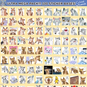 Old Version* ULTRA MEGA-PACK! 100 Bases in one! Digital Furry Canine Wolf Dog Sticker/ Emote Base Telegram Discord Stickers