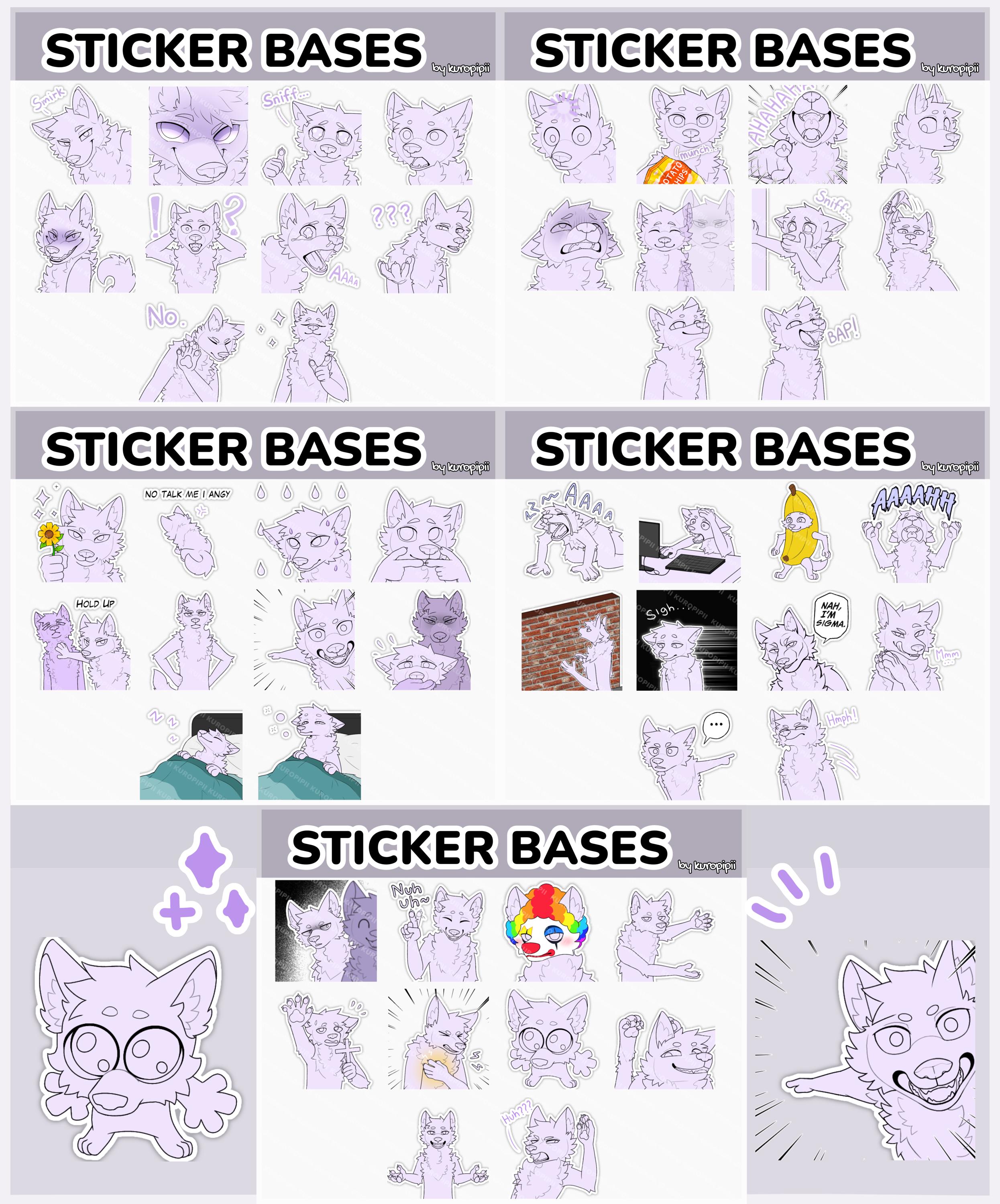 MEGA-PACK! 50 Bases! Digital Furry Canine Wolf Meme Sticker/ Emote Base ...