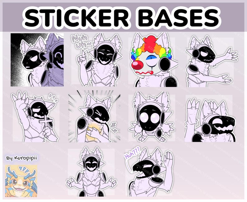Baso Uncolored Digital Furry Protogen Sticker/ Emote Base Meme Pack 5 Discord Telegram ...