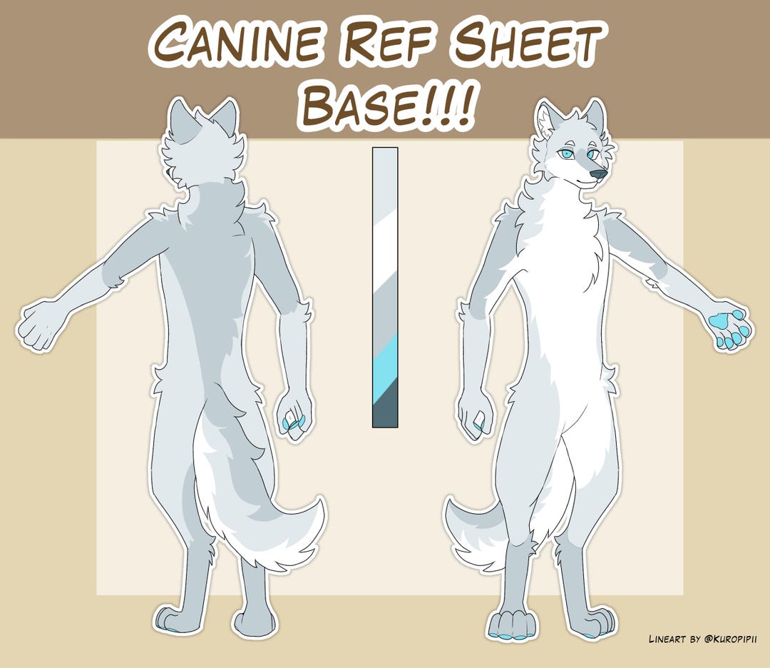 Digital Furry Wolf Canine Fursona Ref Sheet Base: Dog, Fox/ Reference ...