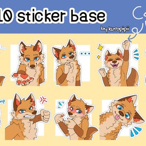 Canine sticker pack 1 /emotes sticker base Pack wolf fox dog | Digital Stickers for Telegram & Discord