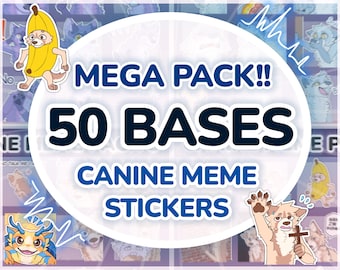 MEGA-PACK! 50 Bases! Digital Furry Canine Wolf Meme Sticker/ Emote Base Telegram Discord Stickers