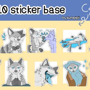 Stickerpakket hond 5/emotes sticker basispakket wolf vos hond | Digitale stickers voor Telegram en Discord