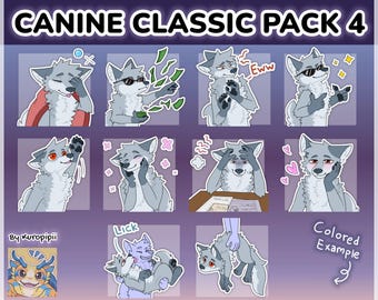 Digital Furry Canine Wolf Sticker/ Emote Base Pack 4 Discord Telegram Stickers