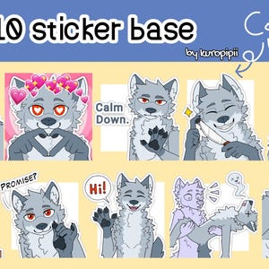 Canine sticker pack 3 /emotes sticker base Pack wolf fox dog | Digital Stickers for Telegram & Discord