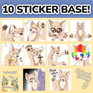 Digital Furry Canine Wolf Sticker/ Emote Base Meme Pack 5 Discord Telegram Stickers