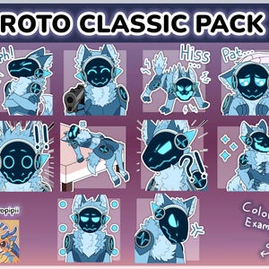 Paquete base de 2 pegatinas/emoticones de Digital Furry Protogen para Discord y Telegram