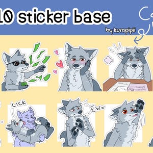 Canine sticker pack 4 /emotes sticker base Pack wolf fox dog | Digital Stickers for Telegram & Discord