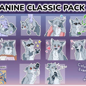 Digital Furry Canine Wolf Sticker/ Emote Base Pack 4 Discord Telegram Stickers