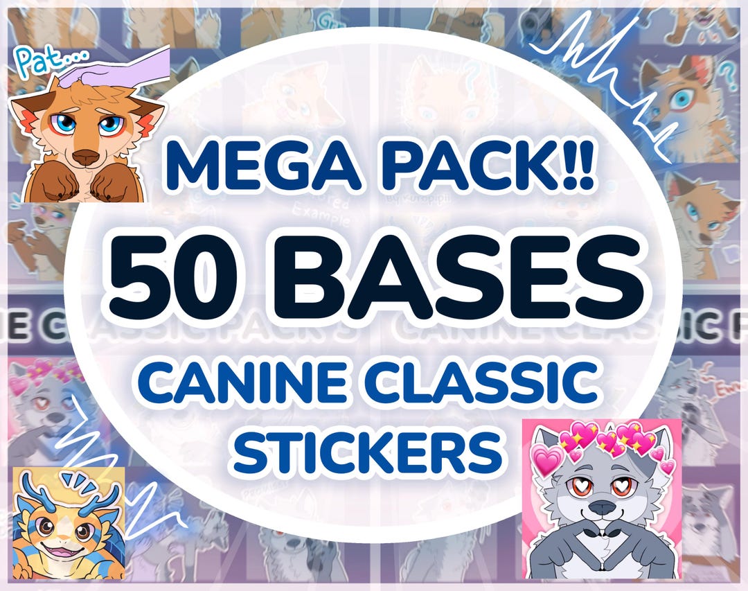 MEGA-PACK! 50 Bases! Digital Furry Canine Wolf Dog Sticker/ Emote Base ...