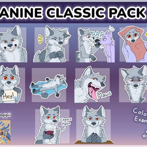 Digitaler Canine Wolf Aufkleber / Emote Base Pack 5 Discord Telegramm Aufkleber