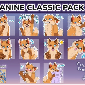Digital Furry Canine Wolf Sticker/ Emote Base Pack 1 Discord Telegram Stickers