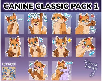 Digital Furry Canine Wolf Sticker/ Emote Base Pack 1 Discord Telegram Stickers