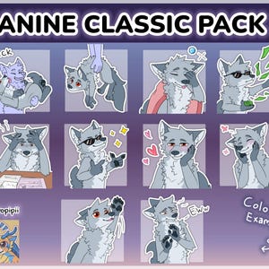 Digital Furry Canine Wolf Sticker/ Emote Base Pack 4 Discord Telegram Stickers