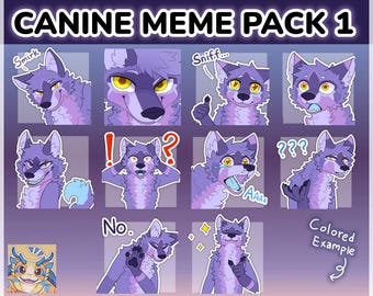 Digital Furry Canine Wolf Sticker/ Emote Base Meme Pack 1 Discord Telegram Stickers