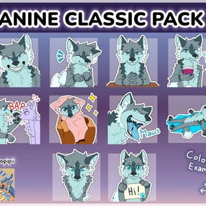 Digitaler Canine Wolf Aufkleber / Emote Base Pack 5 Discord Telegramm Aufkleber