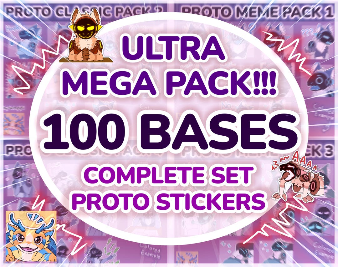 ULTRA MEGA-PACK! 100 Bases! Digital Furry Protogen Sticker/ Emote Base ...