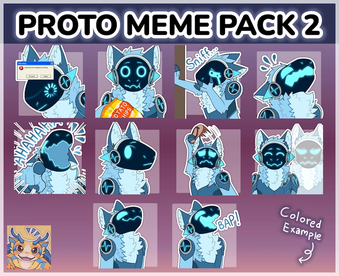 Digital Furry Protogen Sticker/ Emote Base Meme Pack 2 Discord Telegram ...