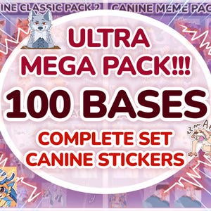 ULTRA MÉGA PACK ! 100 socles ! Sticker numérique loup canin à fourrure / Stickers Discord télégramme Emote Base