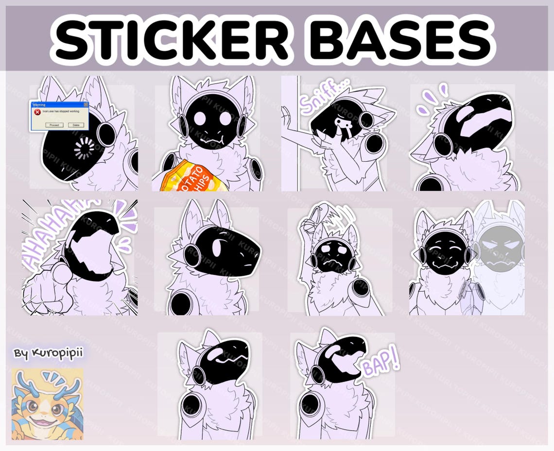 Digital Furry Protogen Sticker/ Emote Base Meme Pack 2 Discord Telegram ...