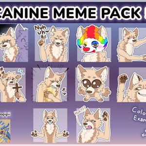 Digital Furry Canine Wolf Sticker/ Emote Base Meme Pack 5 Discord Telegram Stickers