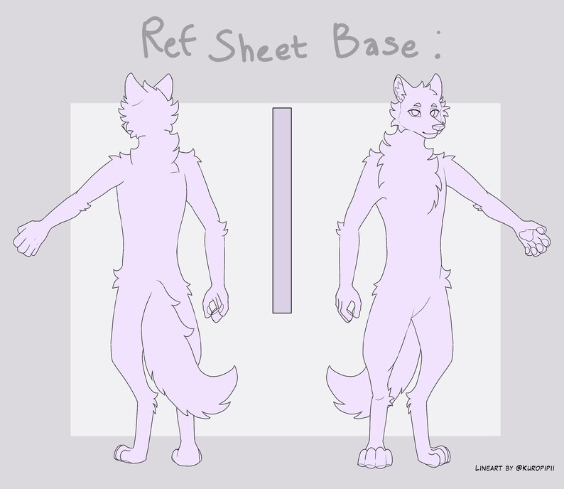 Digital Furry Wolf Canine Fursona Ref Sheet Base: Dog, Fox/ Reference ...