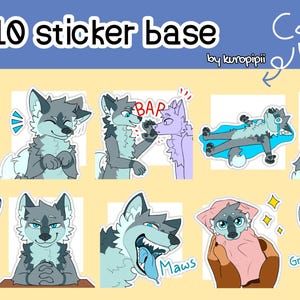 Canine sticker pack 5 /emotes sticker base Pack wolf fox dog | Digital Stickers for Telegram & Discord