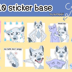 Furry Canine Sticker Base Meme Pack 3 | Wolf & Fox Meme Emotes | Editable Digital Stickers for Telegram, Discord, Art Commissions