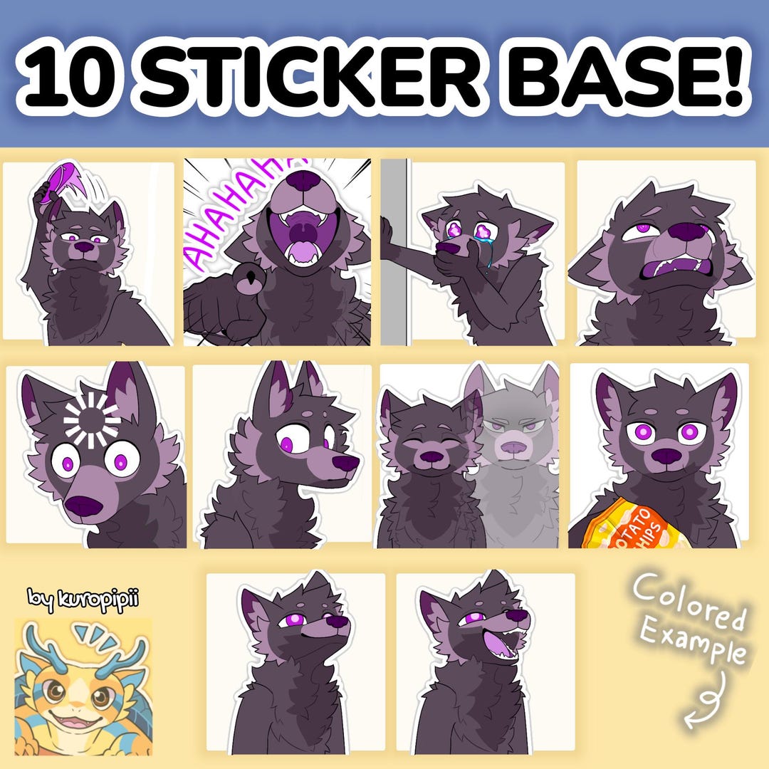 Sticker Base Art Canine Meme Pack 2 | Sticker Bases /emotes Sticker Base Pack Wolf Fox ...