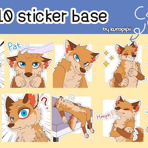 Canine sticker pack 2 /emotes sticker base Pack wolf fox dog | Digital Stickers for Telegram & Discord