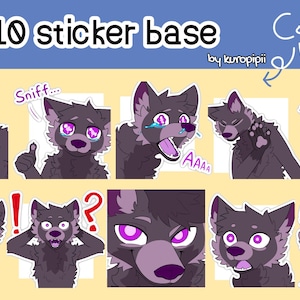 Furry Canine Sticker Base Meme Pack 1 | Wolf & Fox Meme Emotes | Editable Digital Stickers for Telegram, Discord, Art Commissions