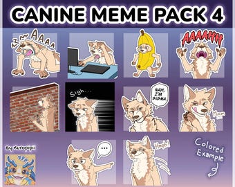 Digital Furry Canine Wolf Sticker/ Emote Base Meme Pack 4 Discord Telegram Stickers
