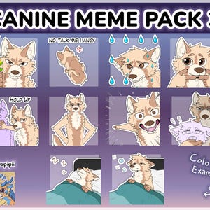 Digital Furry Canine Wolf Sticker/ Emote Base Meme Pack 3 Discord Telegram Stickers